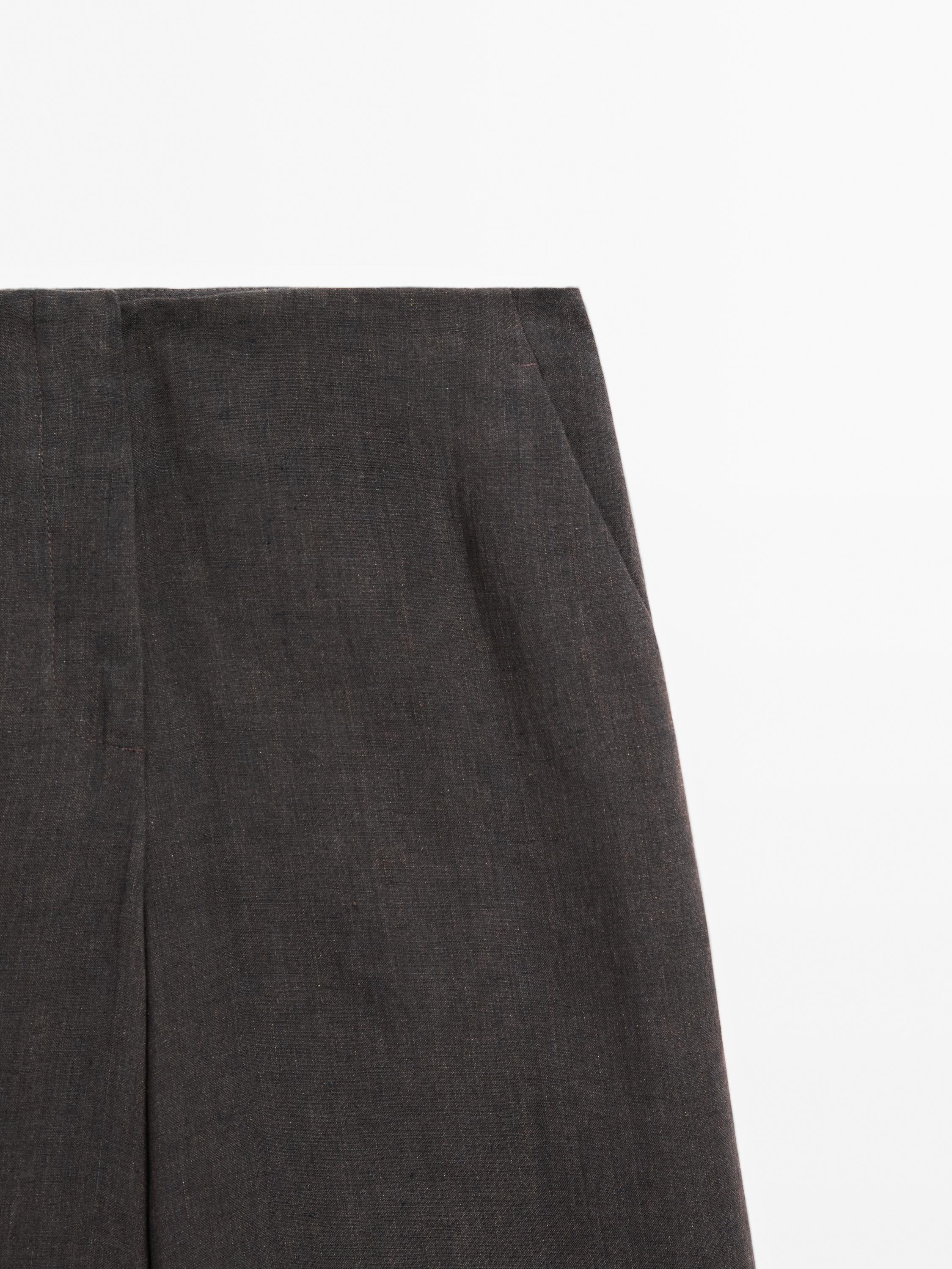 Lightweight straight fit 100% linen trousers